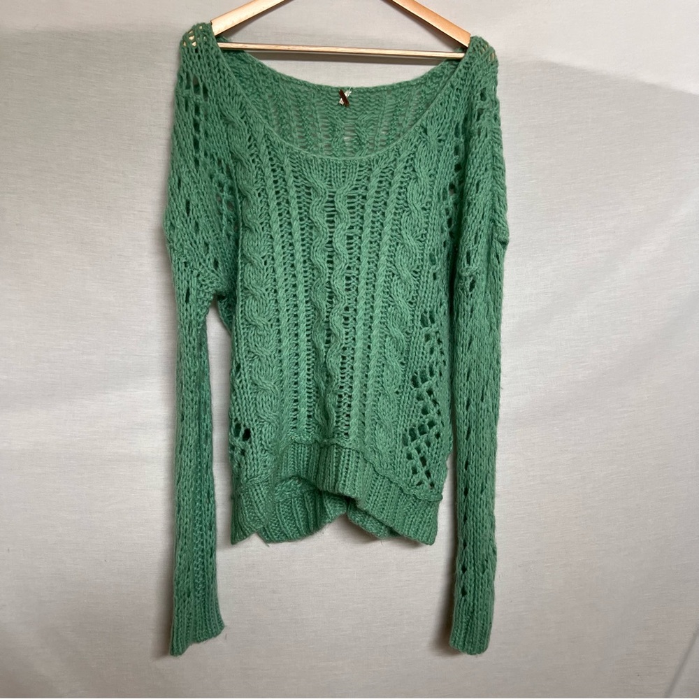 Free People Mint Green Knit Comfy Oversized Mohair Blend Sweater